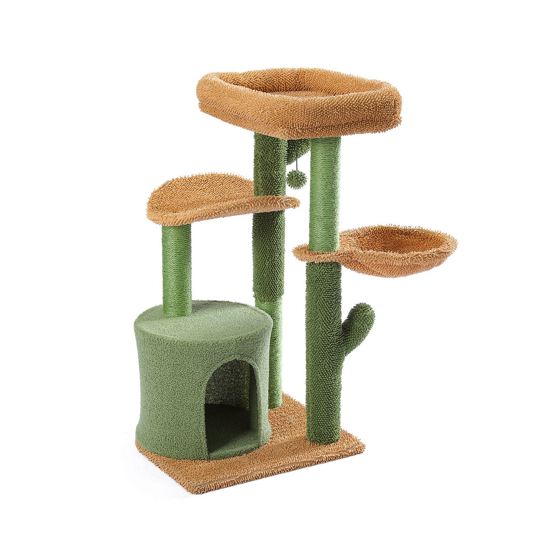 Katzenbaum mit Kaktus-Design auf weißem Hintergrund – versandfertig aus dem Lager