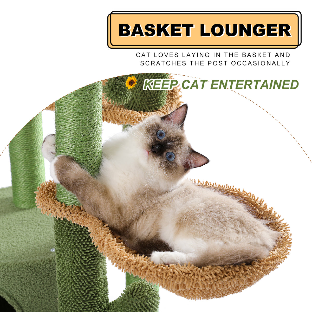 Cactus Cat Tree 97.5cm - Compact Desert-Themed Play Tower