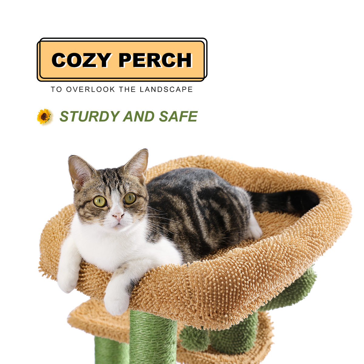 Cactus Cat Tree 97.5cm - Compact Desert-Themed Play Tower